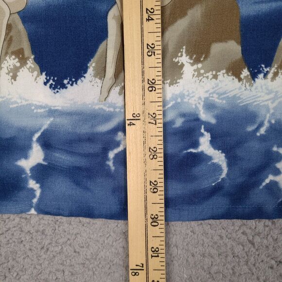 Vintage Pierre Cardin Hawaiian Shirt Mens Large Blue Palm Trees Woman Luau Rayon - Picture 15 of 15